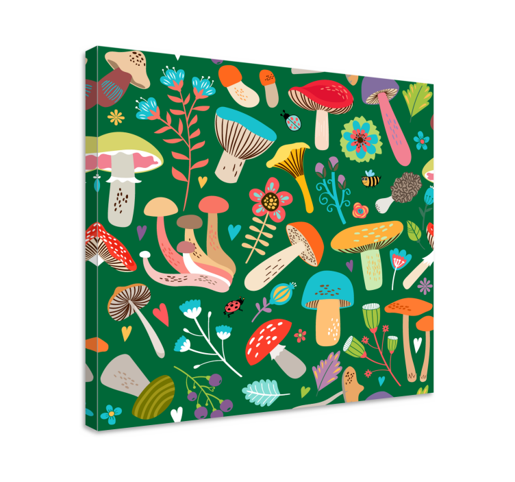 Flowers canvas with colorful mushroom design - TenStickers