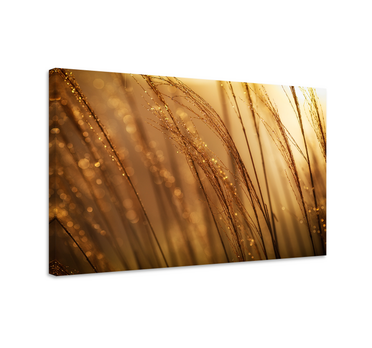 Flowers canvas with golden grass effect - TenStickers