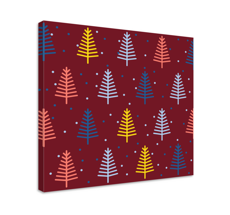 Tree canvas wall art colorful pine branches - TenStickers
