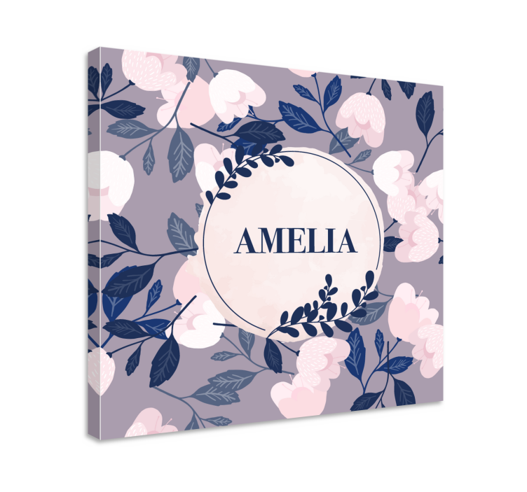 Flowers canvas with floral design featuring name - TenStickers