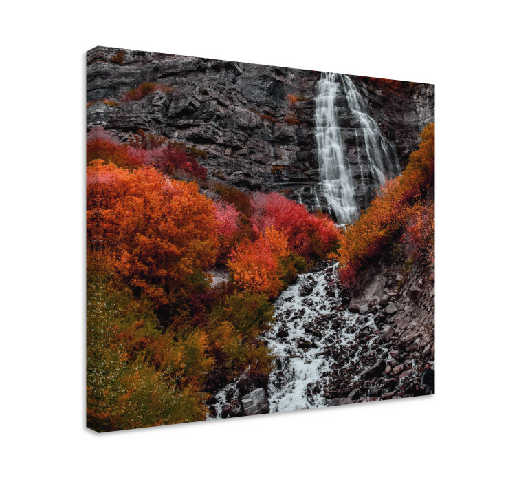 Autumn waterfall landscape landscape canvas - TenStickers