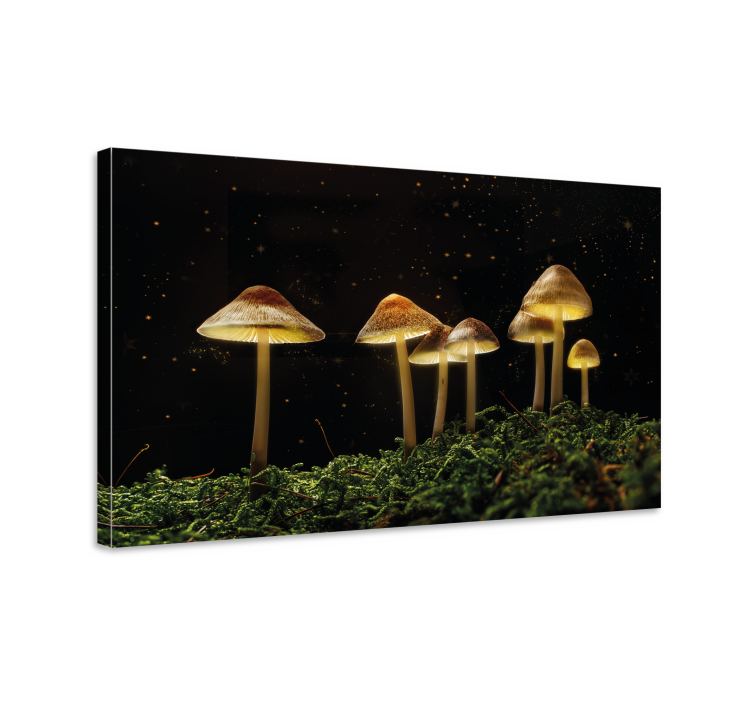 Flowers canvas glowing mushrooms landscape - TenStickers