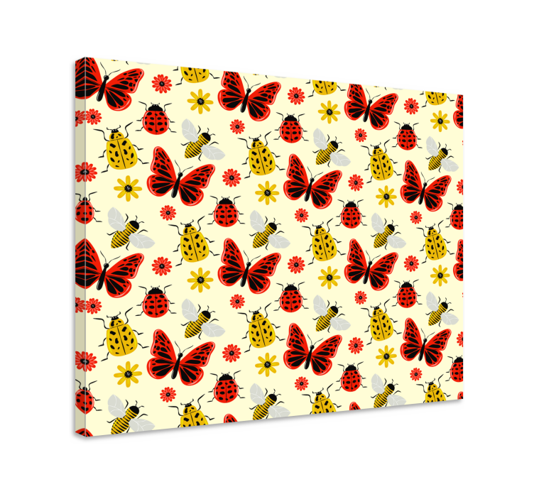 Vibrant Insect Pattern butterfly canvas - TenStickers