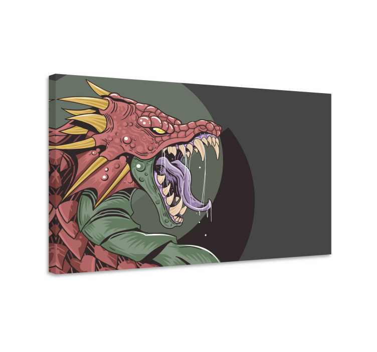 Dinosaur canvas wall art ferocious dragon creature - TenStickers