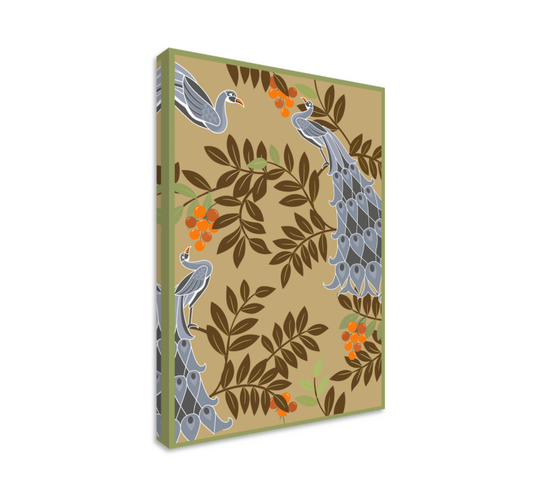 Flowers canvas with elegant bird design - TenStickers