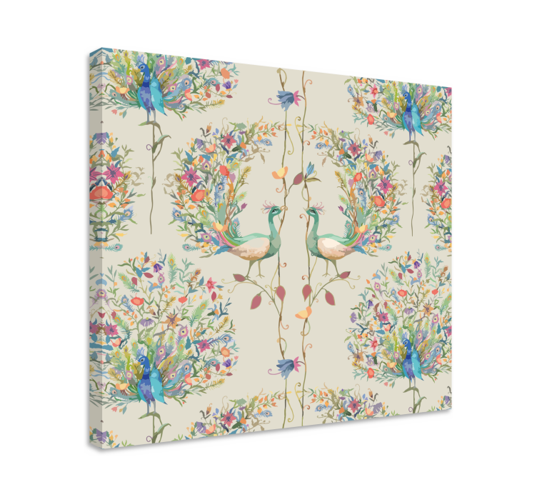 Eclectic-decor garden and birds abstract canvas - TenStickers