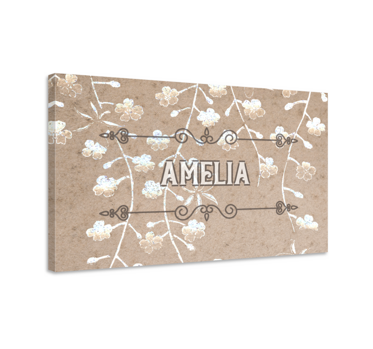 Custom canvas print floral name art - TenStickers