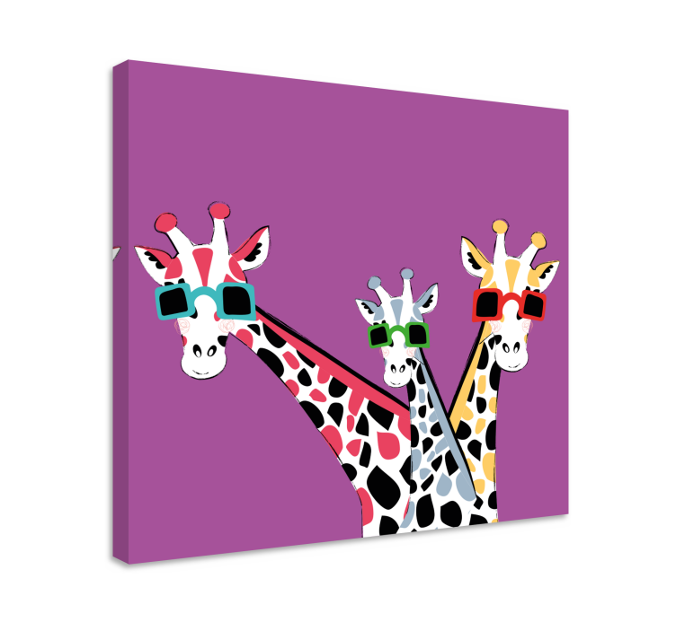 Funny giraffes with sunglasses modern canvas - TenStickers