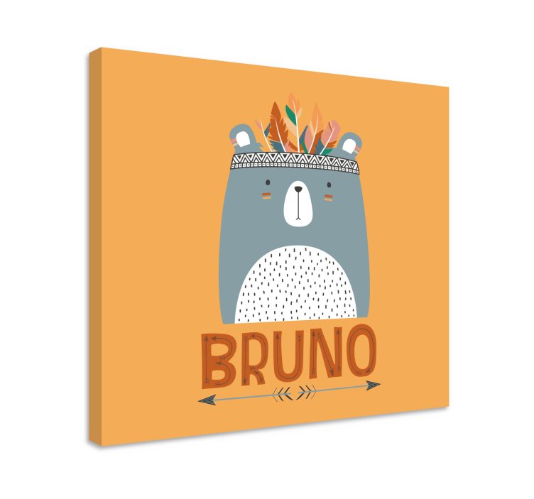 Nordic bear with name childrens wall art canvas - TenStickers