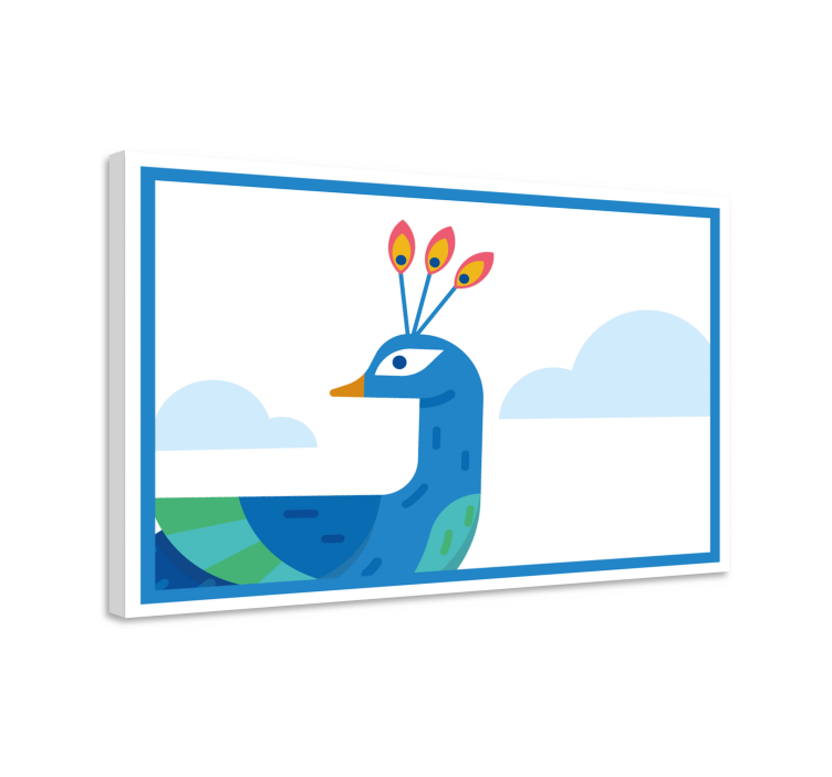 Stylized blue peackock animal canvas wall art - TenStickers