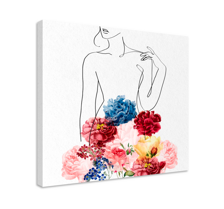 Flowered woman dress modern canvas - TenStickers