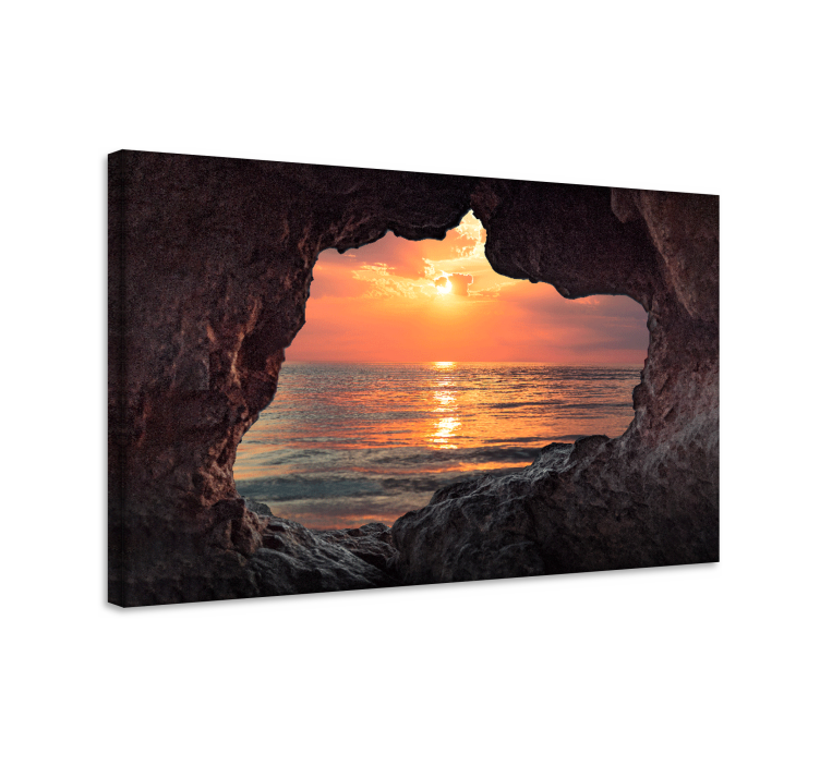 Landscape canvas sunset through rock - TenStickers