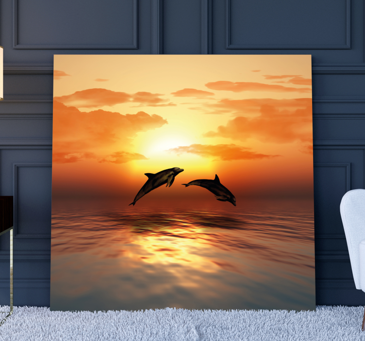 3D Jumping Dolphins canvas prints - TenStickers
