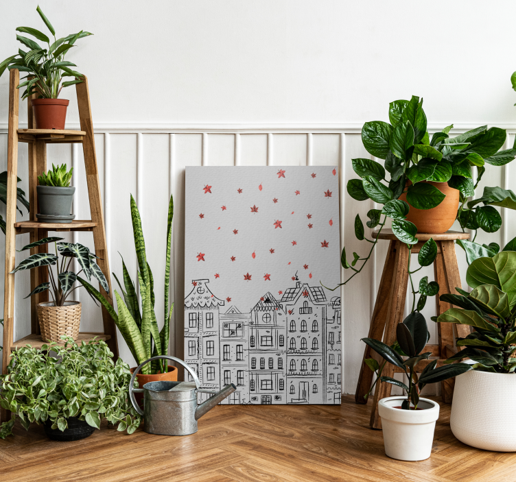 Charming starry scene cityscape wall art - TenStickers