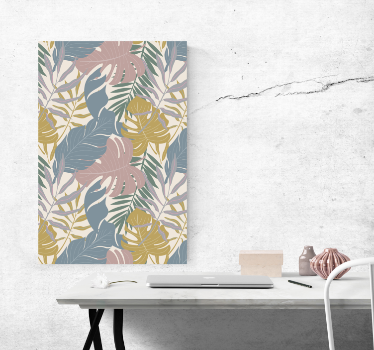 Tropical Leaf Patterns Flowers  canvas - TenStickers