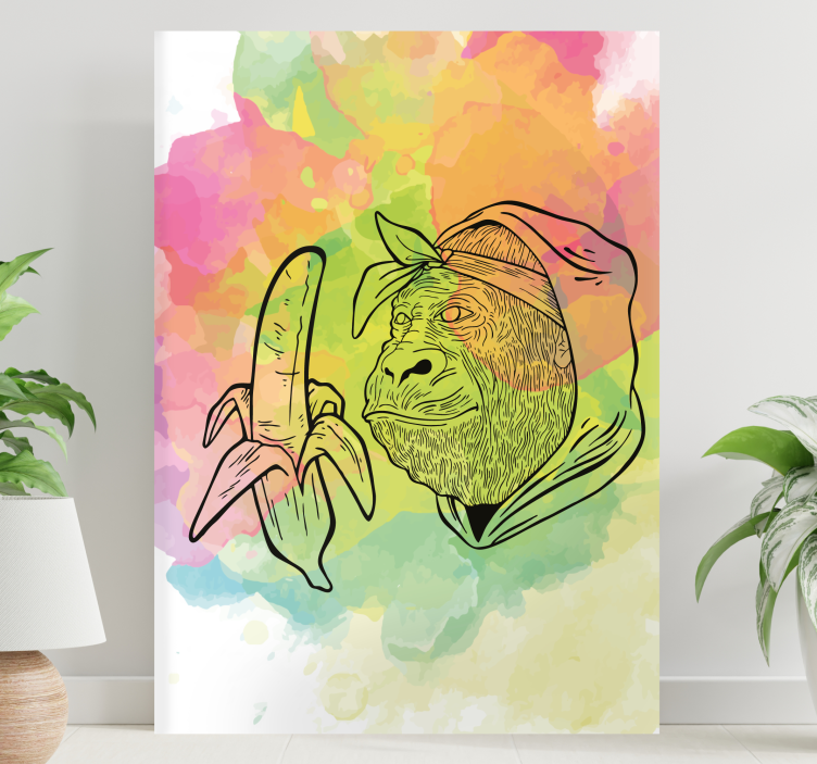 Abc canvas wall art gorilla with banana - TenStickers