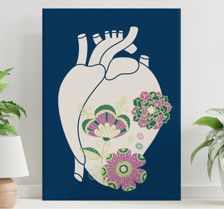 Abstract wall art 1 heart floral pattern - TenStickers