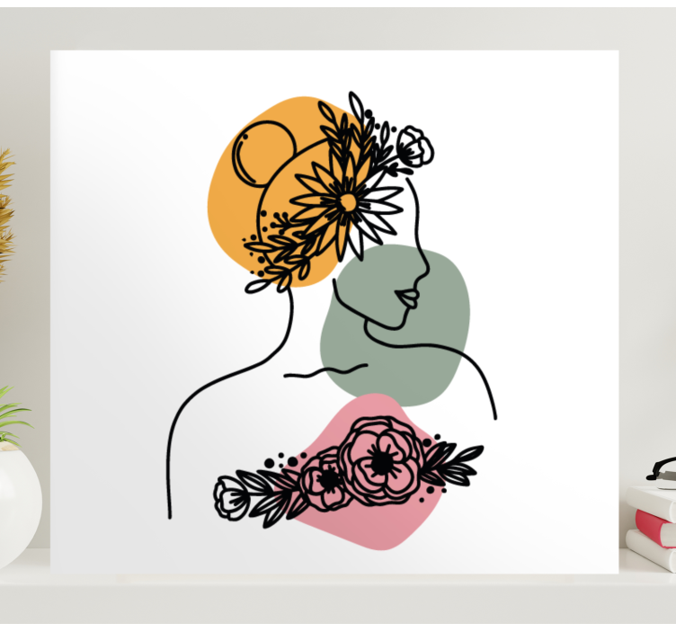 Amazing woman face with  flower canvas - TenStickers