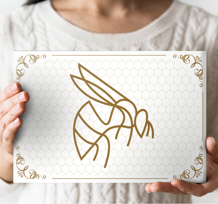 Animal canvas wall art bee with honeycomb - TenStickers