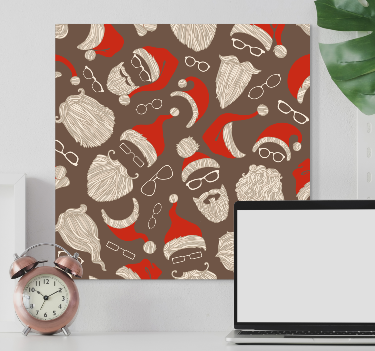 Animal canvas wall art festive santa faces - TenStickers