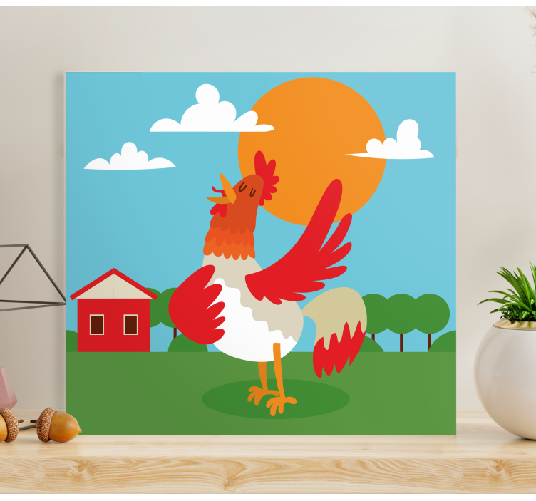 Animal canvas wall art rooster at sunrise - TenStickers