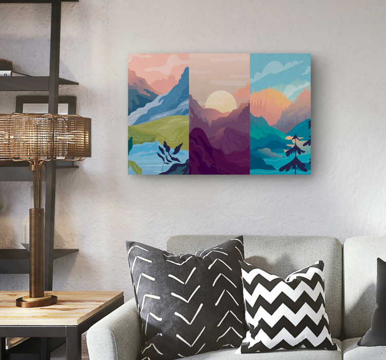 Animated Mountains landscape canvas - TenStickers