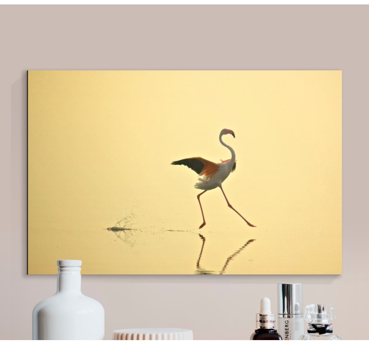 Bird canvas wall art elegant flamingo dance - TenStickers