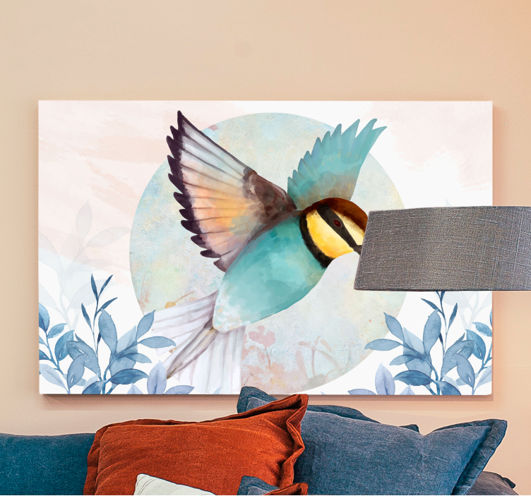 Bird canvas wall art flying bluebird scene - TenStickers