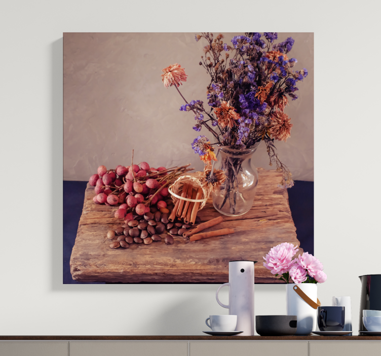 Flowers and Grapes fruit canvas - TenStickers