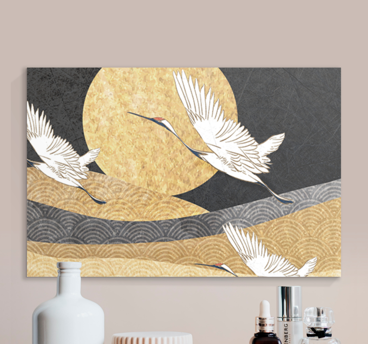 Buddha wall art cranes in flight - TenStickers