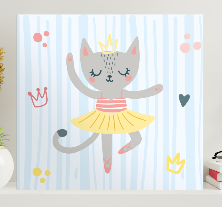 Cat wall art dancing cat princess - TenStickers