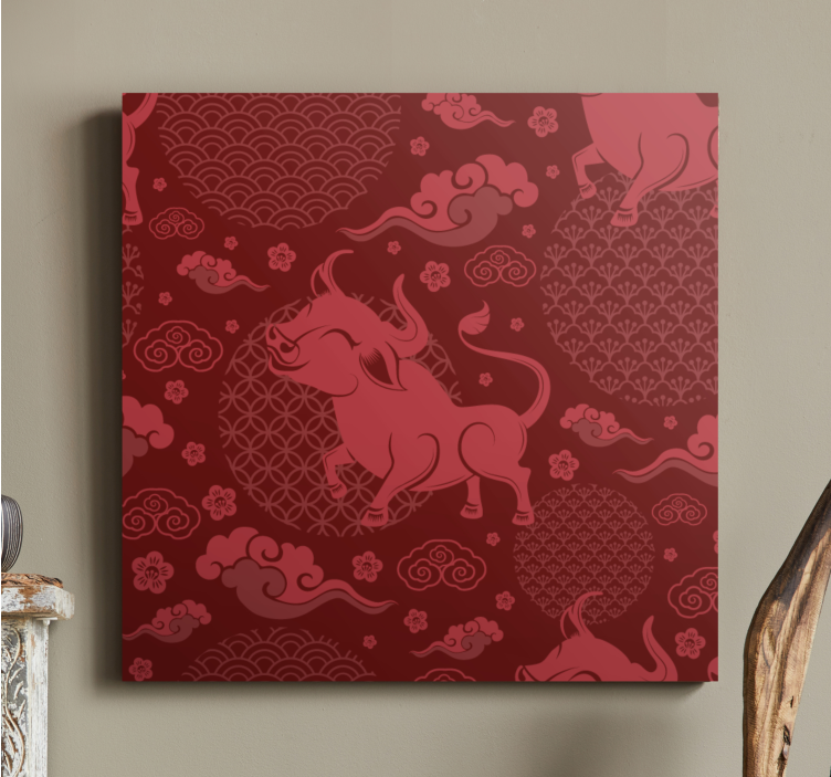 Chinese style vintage pattern retro canvas - TenStickers