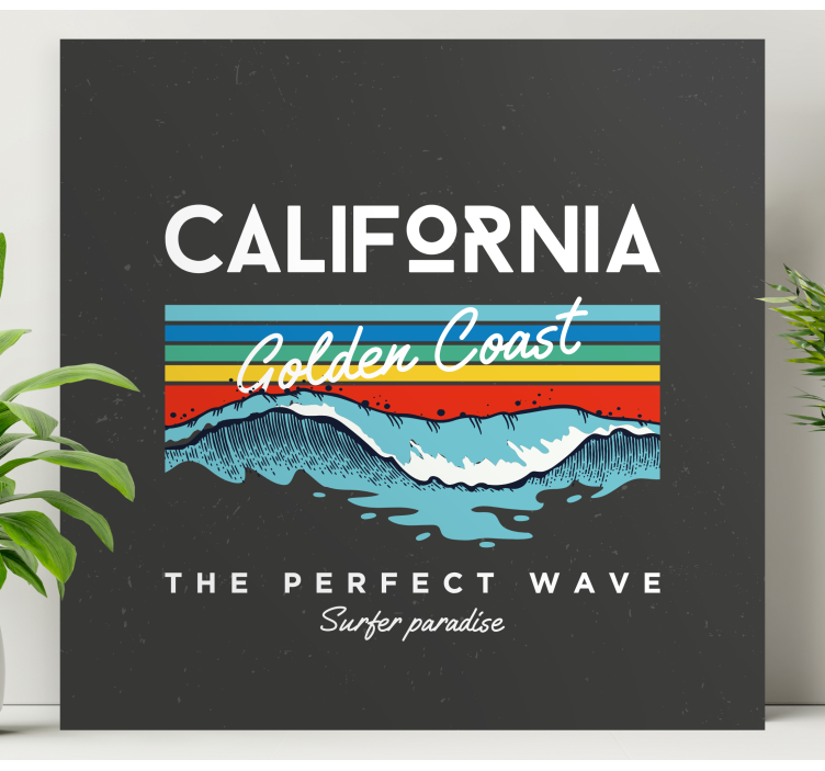 Cityscape wall art california surfer waves - TenStickers