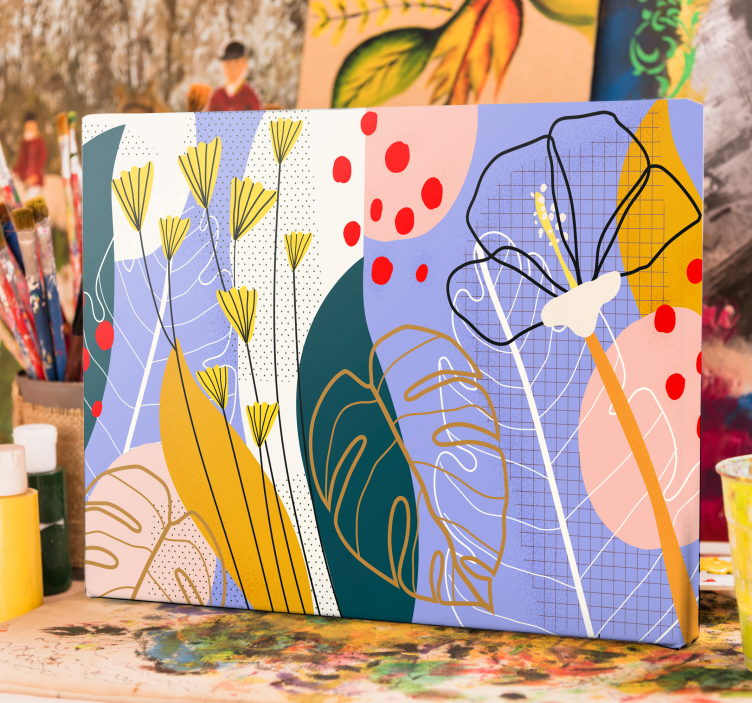 Colorful flowers and leaves canvas print - TenStickers