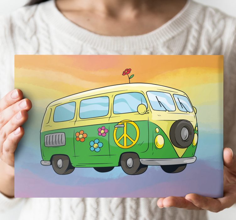 Colorful Peace Van retro canvas - TenStickers