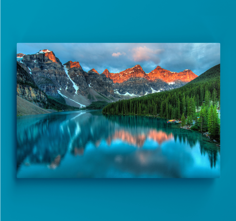 Colourful lake aesthetic art landscape canvas - TenStickers