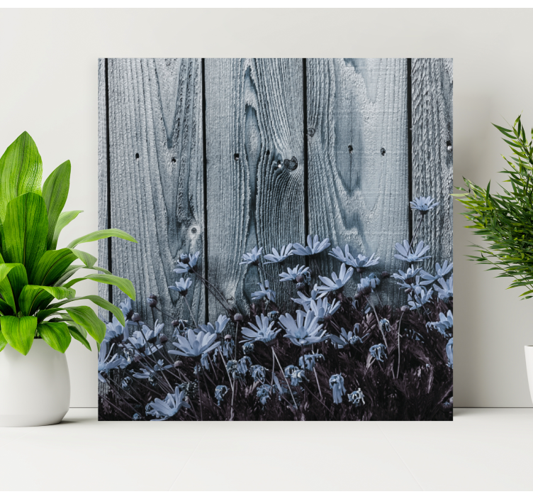 Daisy flower on gray wooden plank flower canvas - TenStickers