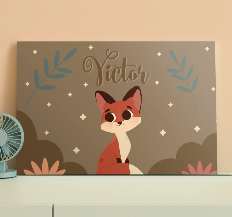 Dinosaur canvas wall art cute fox illustration - TenStickers
