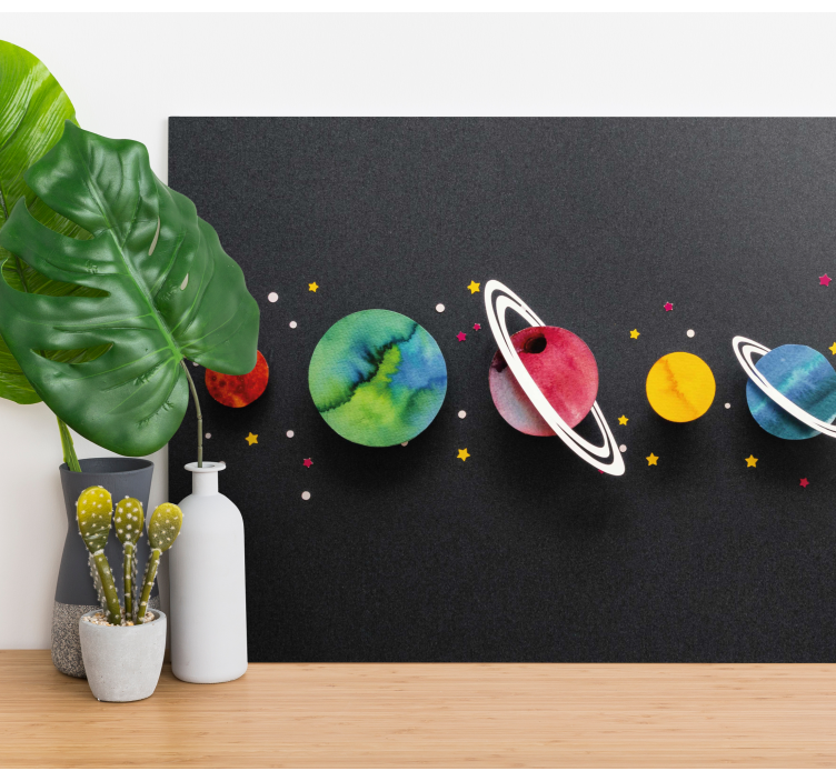Dinosaur canvas wall art space planetary system - TenStickers