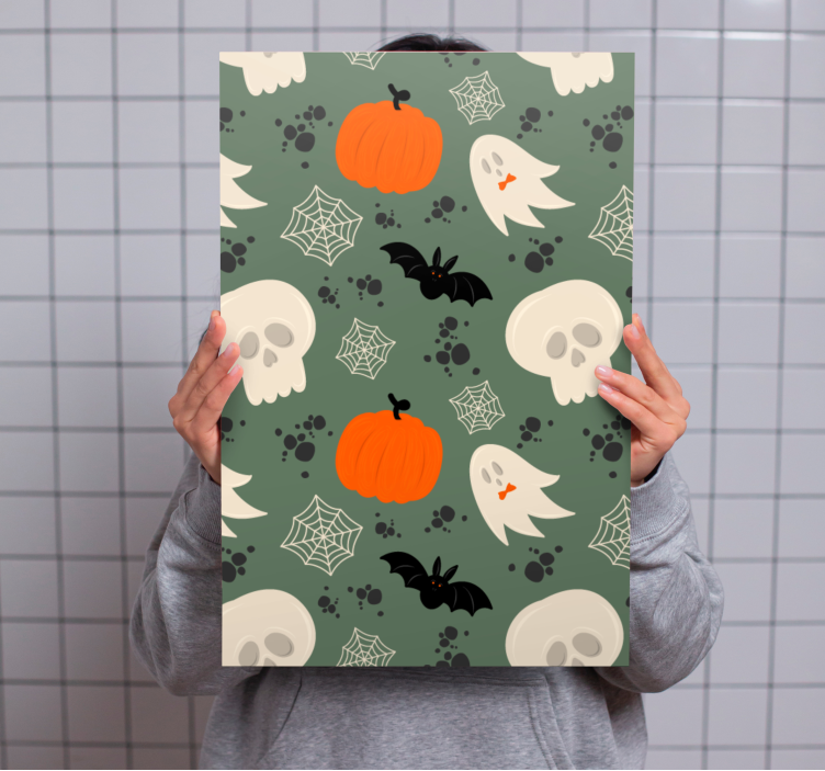 Dinosaur canvas wall art with spooky halloween vibes - TenStickers