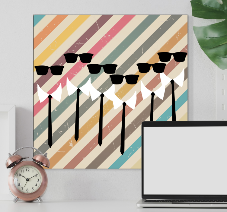 Floral canvas wall art of trendy sunglasses figures - TenStickers