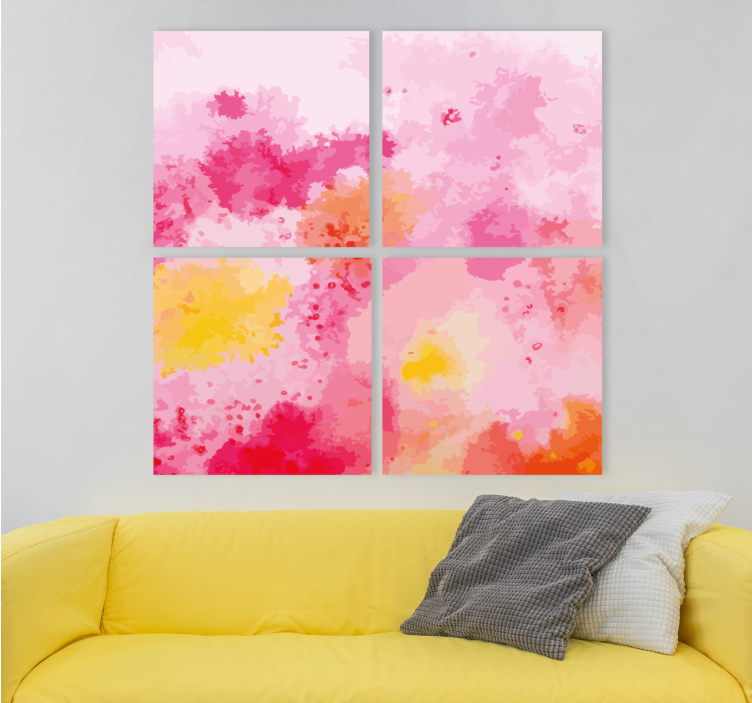 Flower canvas pink floral abstract - TenStickers