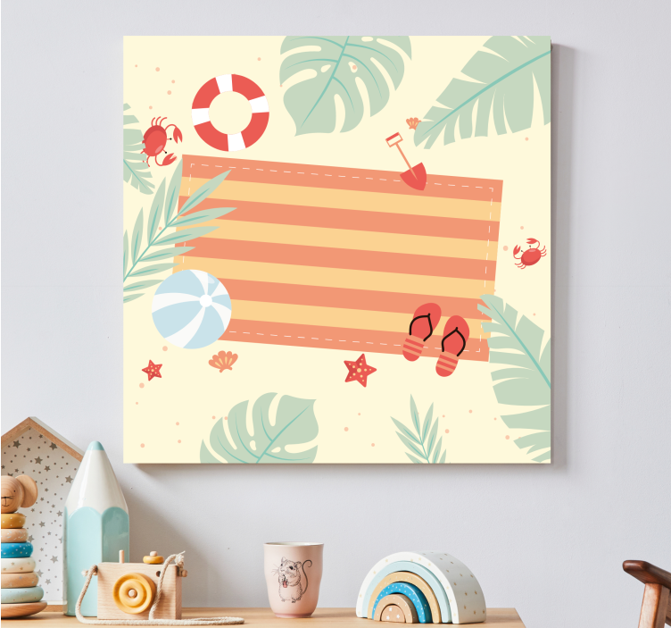Flowers canvas beach scene artwork - TenStickers