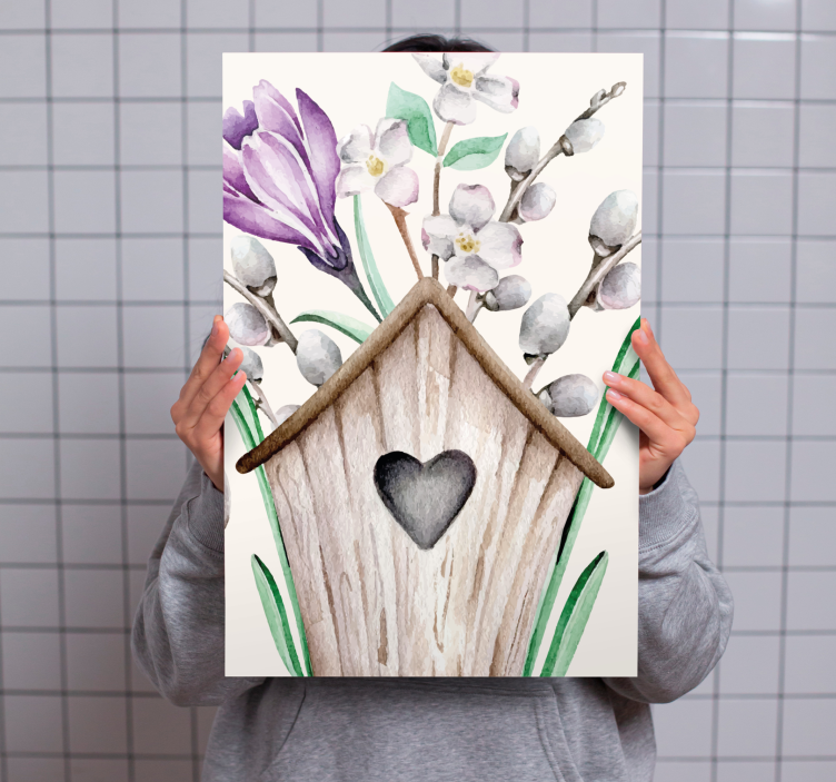 Flowers canvas birdhouse floral design - TenStickers