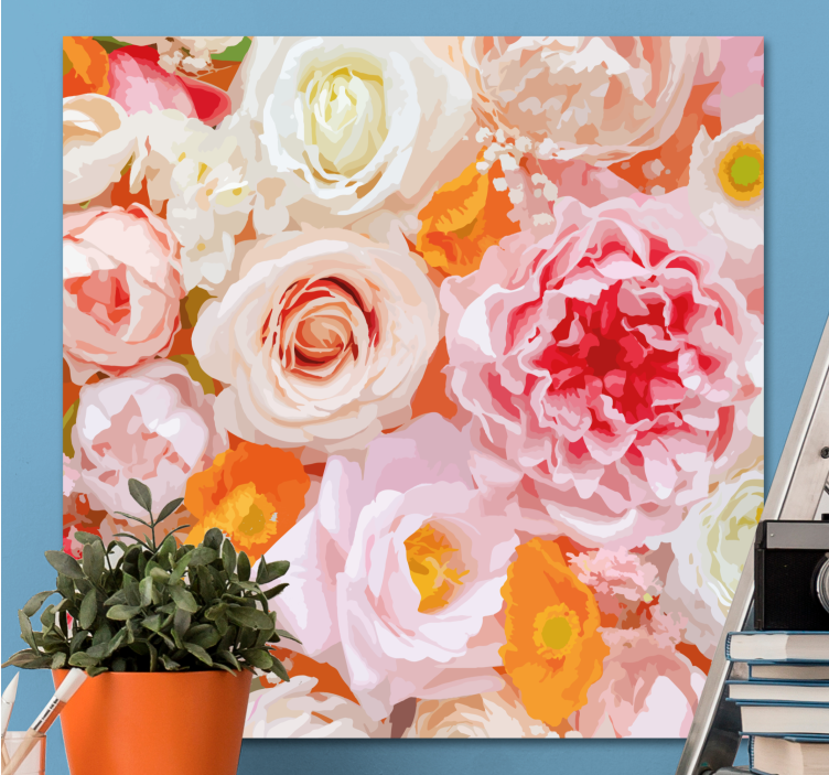 Flowers canvas blooming floral display - TenStickers