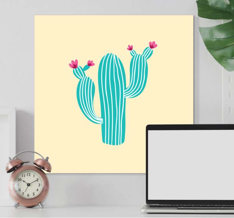 Flowers canvas cactus with flowers - TenStickers