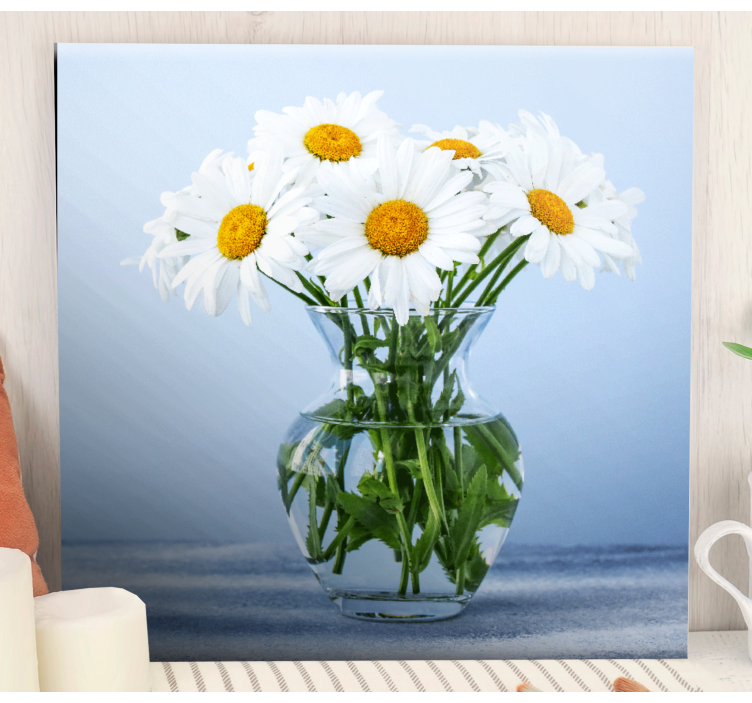 Flowers canvas daisies in glass - TenStickers