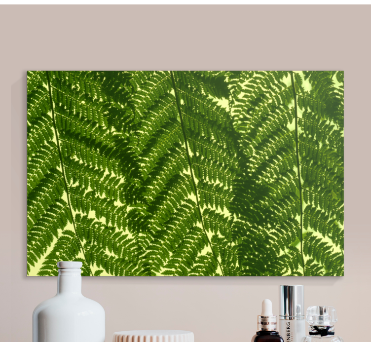Flowers canvas fern leaves arrangement - TenStickers