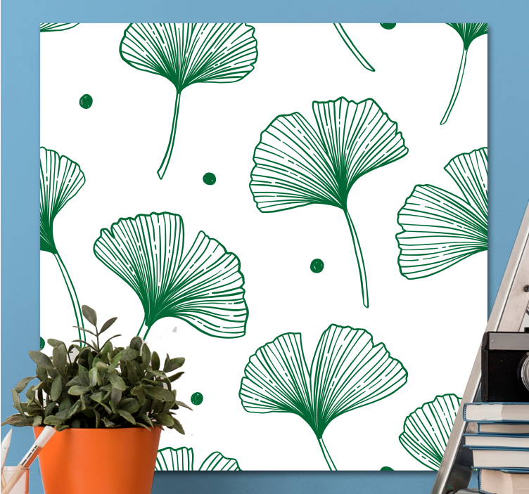 Flowers canvas ginkgo leaf art print - TenStickers
