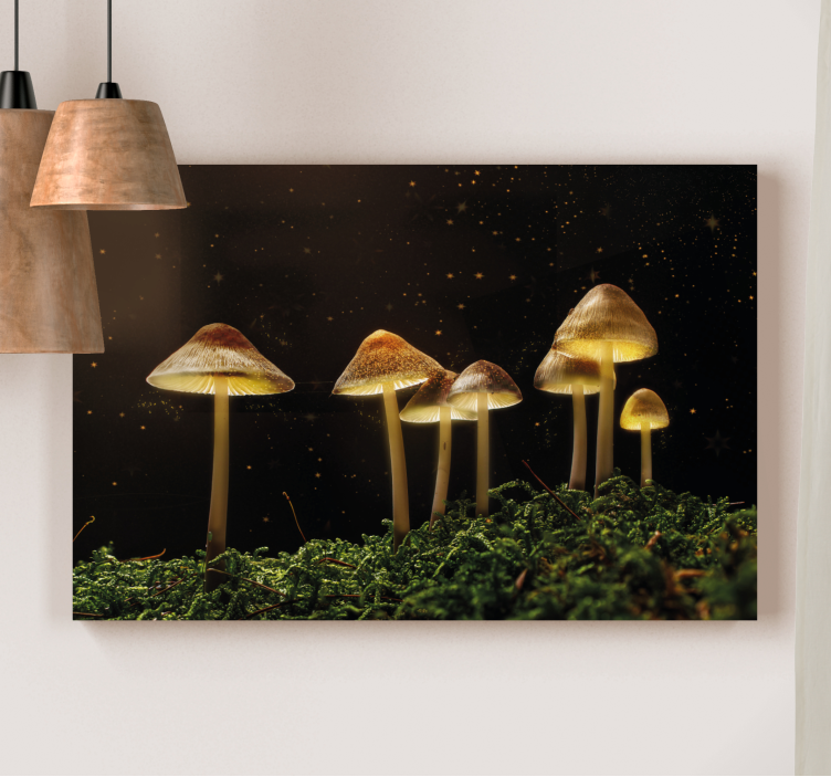 Flowers canvas glowing mushrooms landscape - TenStickers